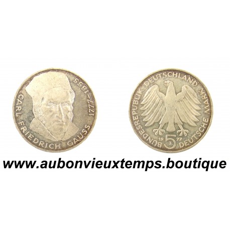 5 MARK Argent 625‰ 1977 J C. F. GAUSS - ALLEMAGNE
