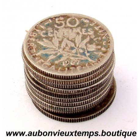 LOT 10 X 50 CENTIMES Argent 835 ‰ SEMEUSE