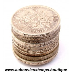 LOT 10 X 5 FRANCS Argent 835 ‰ SEMEUSE