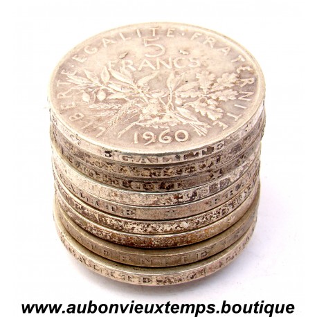 LOT 10 X 5 FRANCS Argent 835 ‰ SEMEUSE