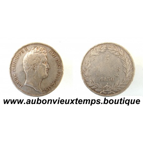 5 FRANCS Argent 900 ‰ 1830 B LOUIS PHILIPPE 1er - TETE NUE