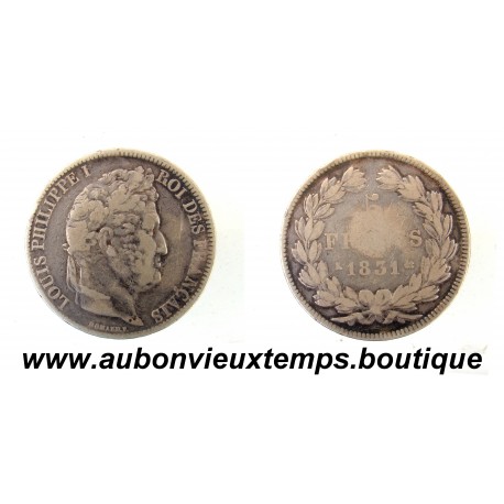 5 FRANCS Argent 900 ‰ 1831 K LOUIS PHILIPPE - TETE LAUREE 1er Type