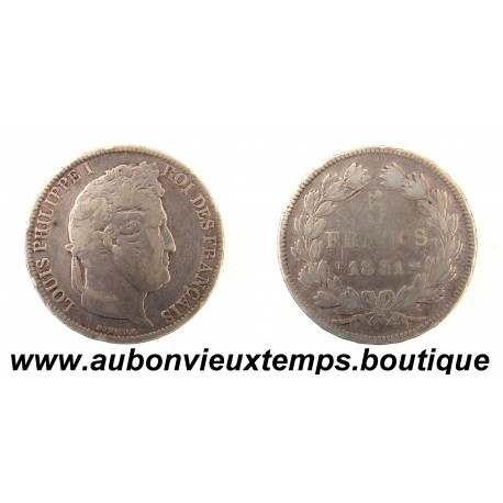 5 FRANCS Argent 900 ‰ 1831 T LOUIS PHILIPPE - TETE LAUREE 1er Type