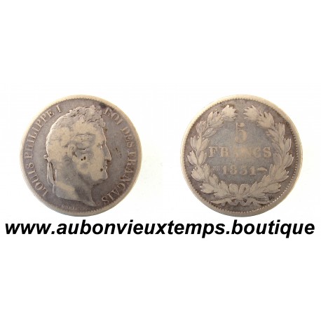 5 FRANCS Argent 900 ‰ 1831 BB LOUIS PHILIPPE - TETE LAUREE 1er Type