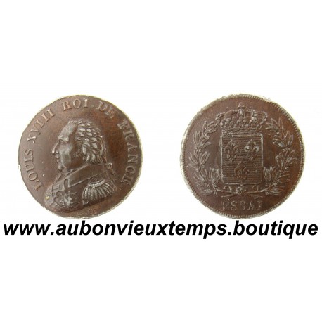 ESSAI 2 FRANCS ( Module de ) Etain plaqué Bronze 1816 LOUIS XVIII - Anonyme
