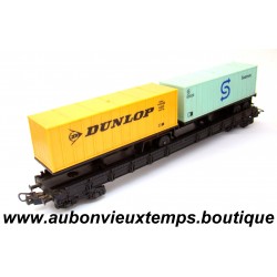 LIMA 1/87 HO WAGON PLAT PORTE REMORQUES CONTAINERS - DUNLOP et SEATRAIN