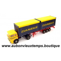 BREKINA 1/87 HO TRACTEUR MERCEDES avec REMORQUE et CONTAINERS DANZAS avec ACCESSOIRES Réf : 81120