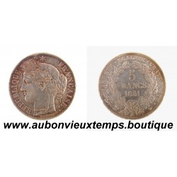 5 FRANCS Argent 900 ‰ 1851 A CERES – Ii ème REPUBLIQUE