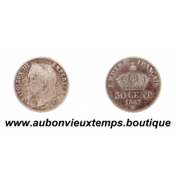 50 CENTIMES Argent 835‰ 1867 BB NAPOLEON III - STRASBOURG
