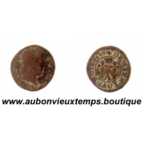DENIER TOURNOIS Cuivre 1649 A LOUIS XIIII - MOULIN du LOUVRE - PARIS