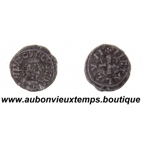 DENIER ND ( 814 – 818 ) LOUIS 1er le PIEUX ou le DÉBONNAIRE – BUSTE / OUTILS MONETAIRES - MELLE