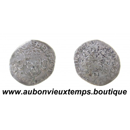 DOUZAIN aux CROISSANTS Billon ( Argent 292‰ ) 1551 Y HENRI II - BOURGES