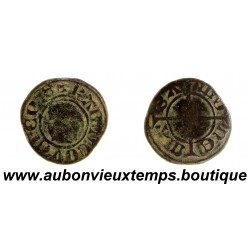 QUART de DENIER ‘’ ANGEVINE’’ Billon ND ( 1388 – 1415 ) RAOUL de COUCY – EVECHÉ de METZ 