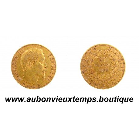 20 FRANCS OR 1859 BB NAPOLEON III TETE NUE