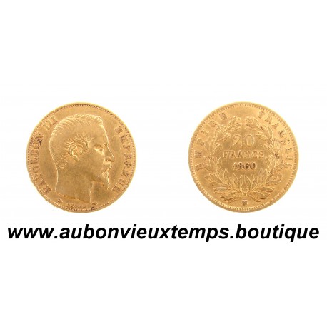 20 FRANCS OR 1860 BB NAPOLEON III TETE NUE
