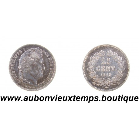 25 CENT Argent 900 ‰ 1845 B LOUIS PHILIPPE 1er