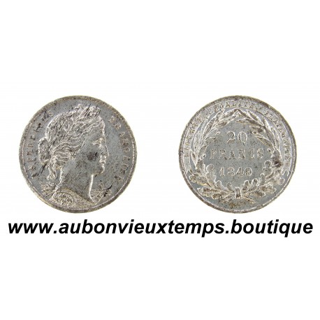 ESSAI 20 FRANCS Etain 1849 MALBET