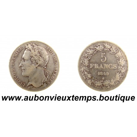 5 FRANCS Argent 900‰ 1849 LEOPOLD PREMIER - TETE LAUREE - BELGIQUE