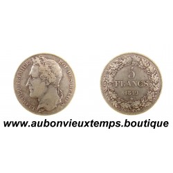 5 FRANCS Argent 900‰ 1849 LEOPOLD PREMIER - TETE LAUREE - BELGIQUE