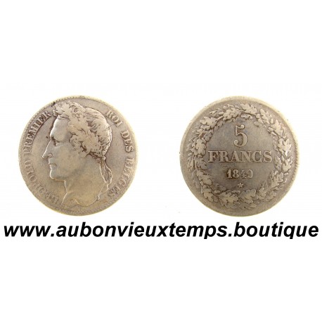 5 FRANCS Argent 900‰ 1849 LEOPOLD PREMIER - TETE LAUREE - BELGIQUE