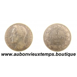 5 FRANCS Argent 900‰ 1849 LEOPOLD PREMIER - TETE LAUREE - BELGIQUE