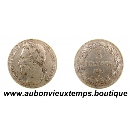 5 FRANCS Argent 900‰ 1849 LEOPOLD PREMIER - TETE LAUREE - BELGIQUE