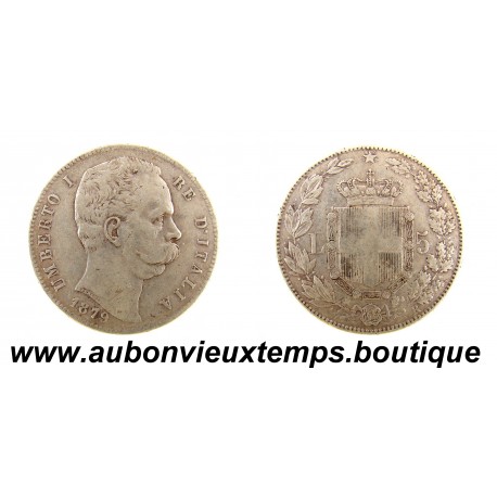 5 LIRE Argent 900‰ 1879 R UMBERTO 1er - ITALIE