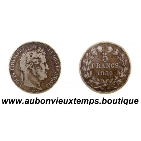 5 FRANCS Argent 900‰ 1839 K LOUIS PHILIPPE 1 - TETE LAUREE - BORDEAUX
