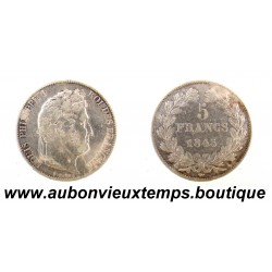 5 FRANCS Argent 900‰ 1845 A LOUIS PHILIPPE 1 - TETE LAUREE - PARIS