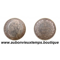 5 FRANCS Argent 900‰ 1839 A LOUIS PHILIPPE 1 - TETE LAUREE - PARIS