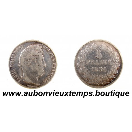 5 FRANCS Argent 900‰ 1834 H LOUIS PHILIPPE 1 - TETE LAUREE - LA ROCHELLE