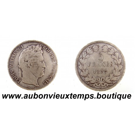 5 FRANCS Argent 900‰ 1837 MA LOUIS PHILIPPE 1 - TETE LAUREE - MARSEILLE