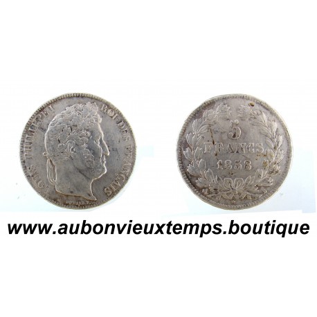 5 FRANCS Argent 900‰ 1838 B LOUIS PHILIPPE 1 - TETE LAUREE - ROUEN
