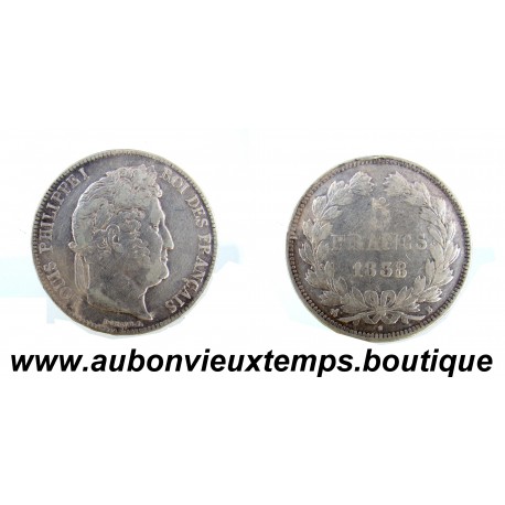 5 FRANCS Argent 900‰ 1838 B LOUIS PHILIPPE 1 - TETE LAUREE - ROUEN