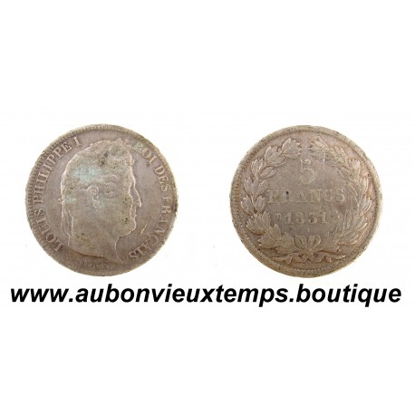 5 FRANCS Argent 900‰ 1831 B LOUIS PHILIPPE 1 - TETE LAUREE - ROUEN