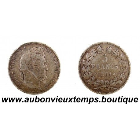 5 FRANCS Argent 900‰ 1831 D LOUIS PHILIPPE 1 - TETE LAUREE - LYON
