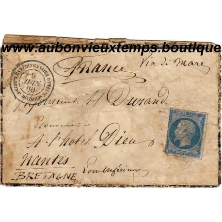 LETTRE CORPS EXPEDITIONNAIRE D'ITALIE 1ère DIVISION 1860 - NAPOLEON III - 20 Cmes