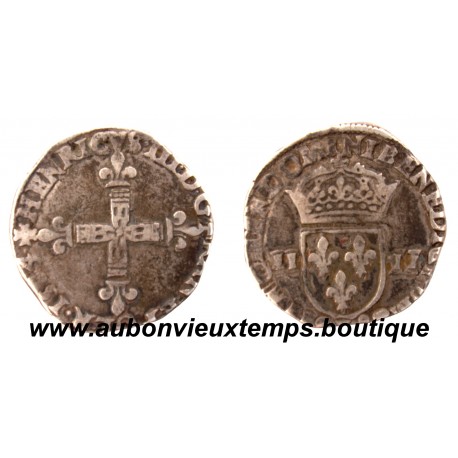 1/4 ECU CROIX DE FACE HENRI III 1584 I LIMOGES