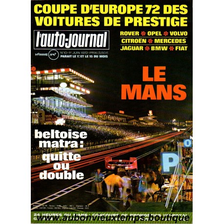 L'AUTO JOURNAL JUIN 1972 -24 H LE MANS 