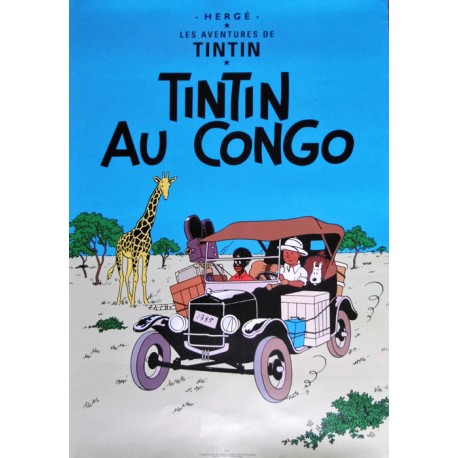 POSTER-AFFICHE 50x70cm TINTIN au CONGO