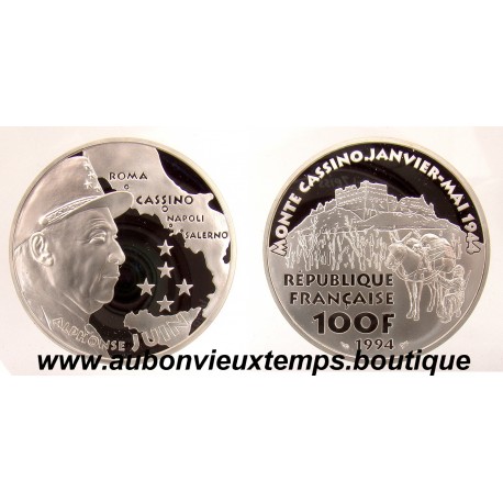 100 FRANCS - 1994 ALPHONSE JUIN - CINQUANTENAIRE DU DEBARQUEMENT ARGENT BE