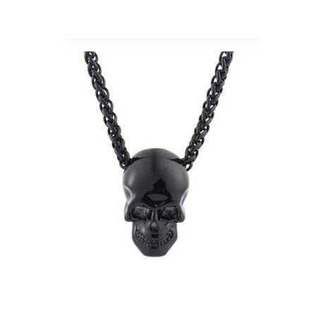 COLLIER PENDENTIF BIJOU JOHNNY HALLYDAY - TETE DE MORT NOIRE