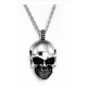 COLLIER PENDENTIF BIJOU JOHNNY HALLYDAY - TETE DE MORT ARGENTEE