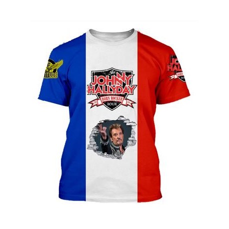 TEE SHIRT JOHNNY HALLYDAY - DRAPEAU FRANCAIS